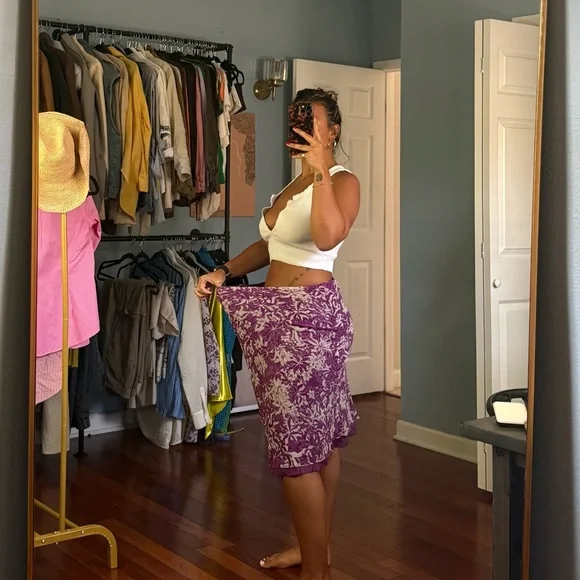 vintage 100% silk skirt - Picture 6 of 7